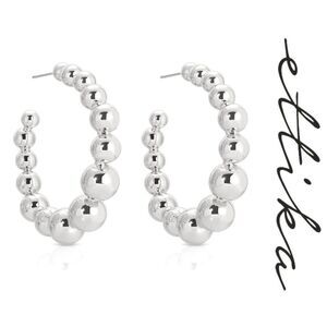 Ettika Bubble Ball Hoop Earrings (Silver)